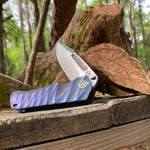 Medford Proxima - S35VN Blade Steel Tumbled Blade Finish Standard Grind Blue Anodized "Lightning" Handles Standard Hardware  Clip