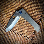 Medford Knife & Tool 187 DP -  D2 Tumbled Blade Tumbled Handles Blue HW/Clip