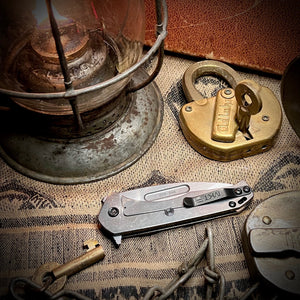 Medford Knife & Tool - Praetorian Slim Flipper - S45VN Tumbled DP Blade Tumbled Handle PVD HW Clip