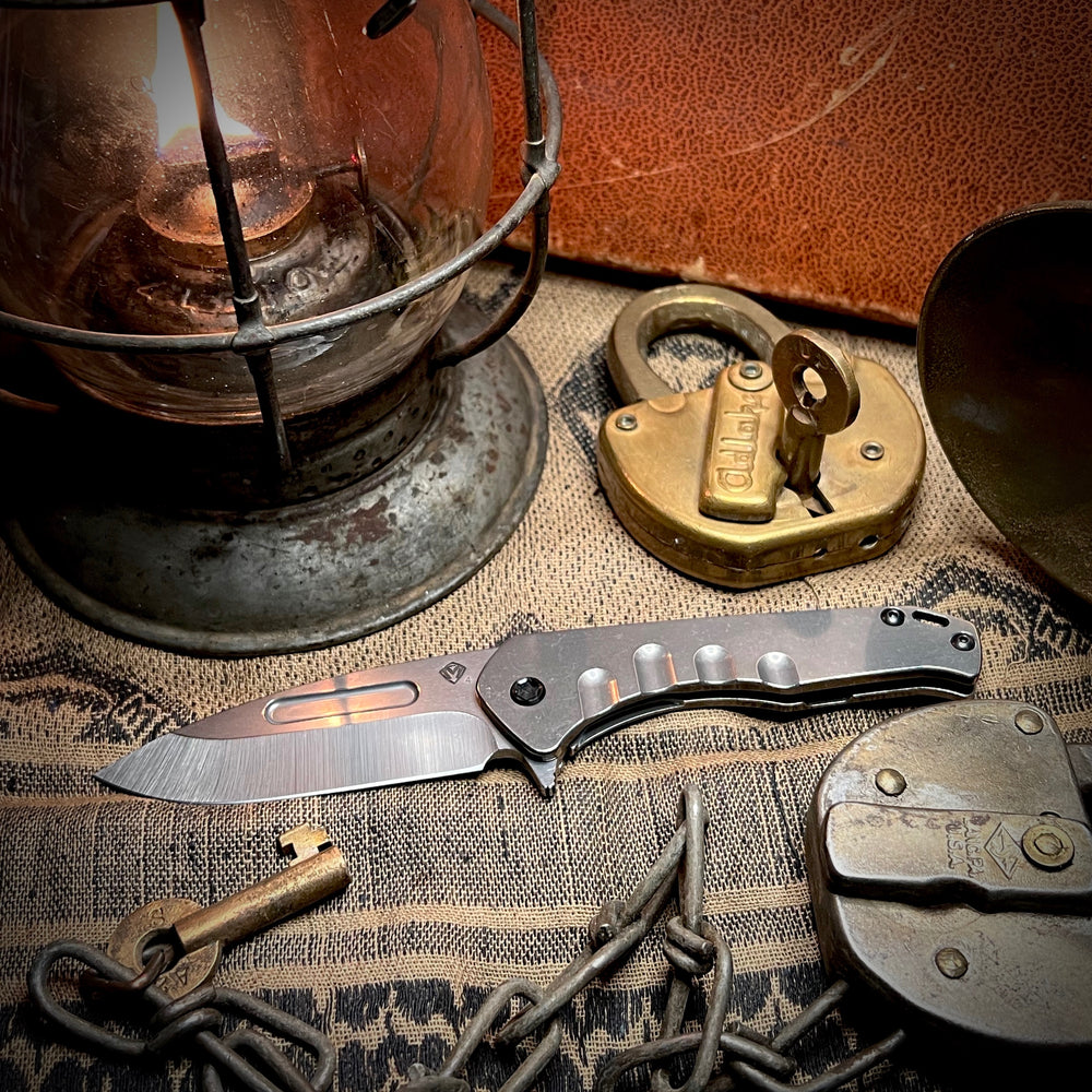 Medford Knife & Tool - Praetorian Slim Flipper - S45VN Tumbled DP Blade Tumbled Handle PVD HW Clip