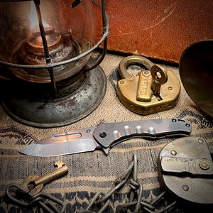 Medford Knife & Tool - Praetorian Slim Flipper - S45VN Tumbled DP Blade Tumbled Handle PVD HW Clip