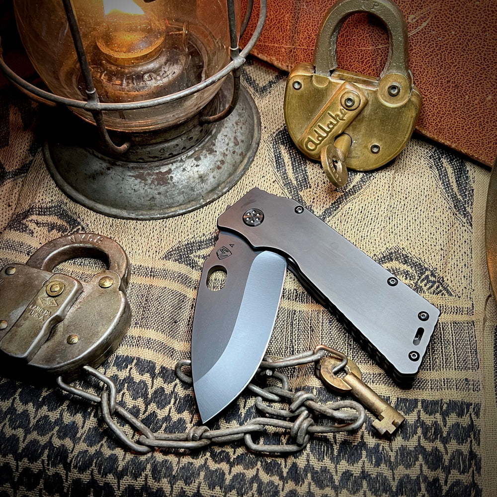 Medford Knife & Tool - TFF-1 - S45VN PVD Blade PVD w/Blue Pinstriped Handles PVD HW/Clip