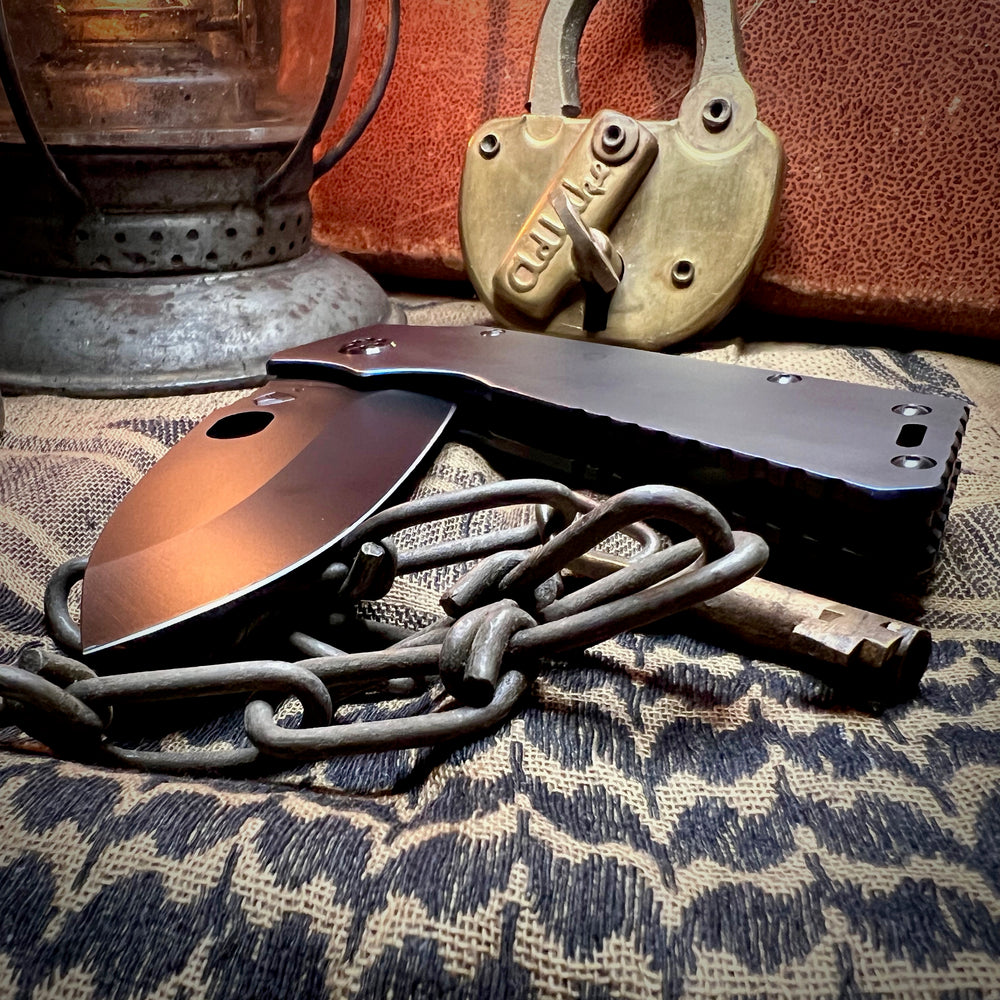 Medford Knife & Tool - TFF-1 - S45VN PVD Blade PVD w/Blue Pinstriped Handles PVD HW/Clip