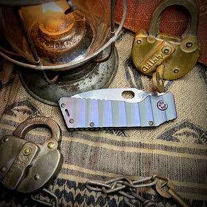 Medford Knife & Tool - TFF-1 - S45VN Tumbled Blade BB/Cement w/Brsh/Vio Armadillo Handles Violet HW Brsh/Vio Clip