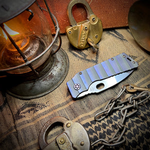 Medford Knife & Tool - TFF-1 - S45VN Tumbled Blade BB/Cement w/Brsh/Vio Armadillo Handles Violet HW Brsh/Vio Clip