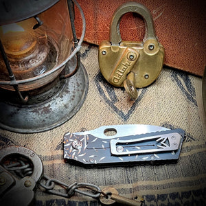 Medford Knife & Tool - TFF-1  - S45VN Satin Blade PVD w Silver Loose Falling 􏰀Jasmine Fade Handles Std Hd Brsh Clip