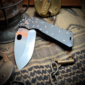 Medford Knife & Tool - TFF-1  - S45VN Satin Blade PVD w Silver Loose Falling 􏰀Jasmine Fade Handles Std Hd Brsh Clip