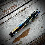 Medford Knife & Tool 187 DP - 2 Tumbled Blade PVD w/Pin Flamed Ano Perimeter Handles HW & Clip