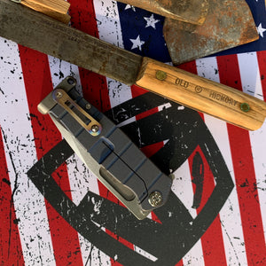 Medford USMC Fighter Flipper - S35VN Tumbled Blade Faced/Flamed Handle Maker's Ano Lock Side Standard Hardware Brushed/Flamed Clip Tumbled Pommel