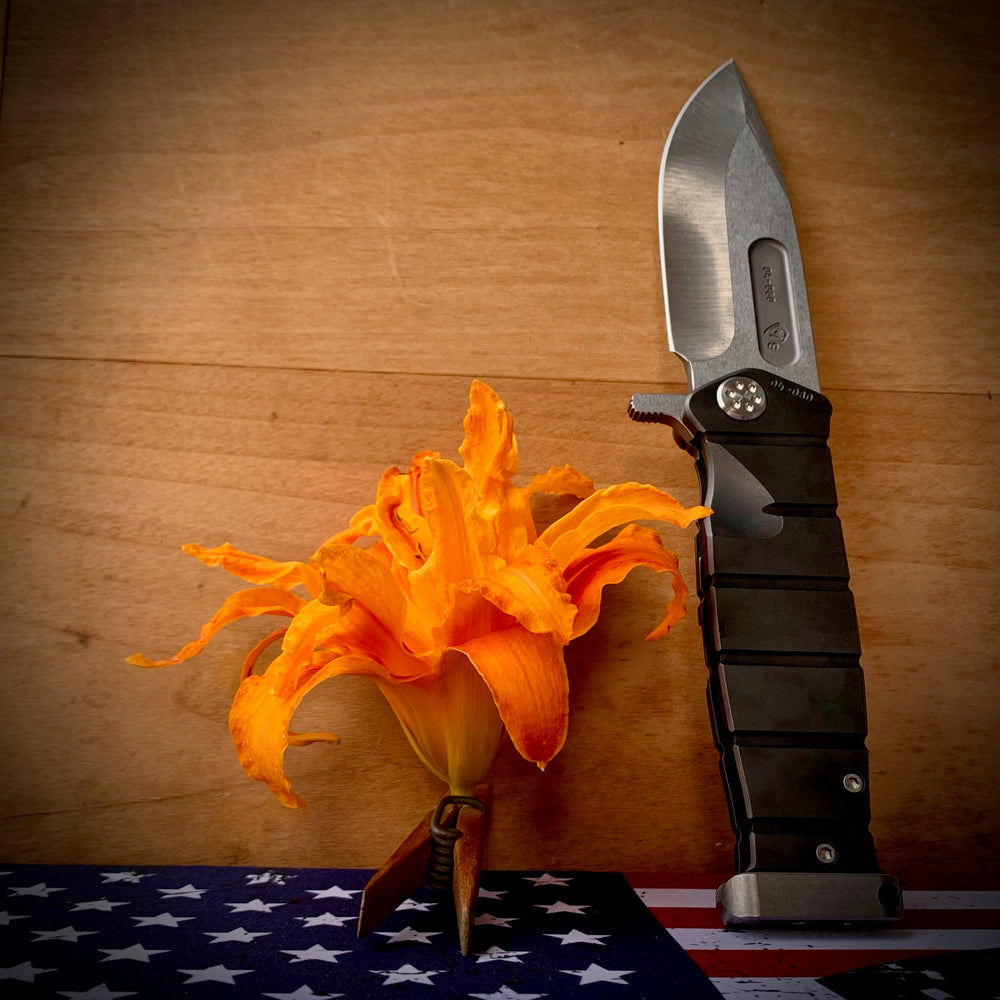 Medford USMC Fighter Flipper - S35VN Tumbled Blade PVD Handles Standard Hardware PVD Clip Tumbled Pommel