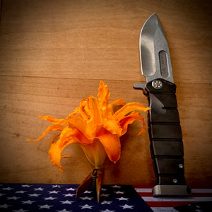 Medford USMC Fighter Flipper - S35VN Tumbled Blade PVD Handles Standard Hardware PVD Clip Tumbled Pommel