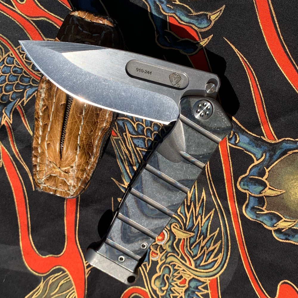 Medford USMC Fighter Flipper - S35VN Blade Steel Tumbled Blade Finish Standard Grind Faced/Flamed Handle Tumbled Lock Side Standard Hardware Flamed Clip Tumbled Pommel
