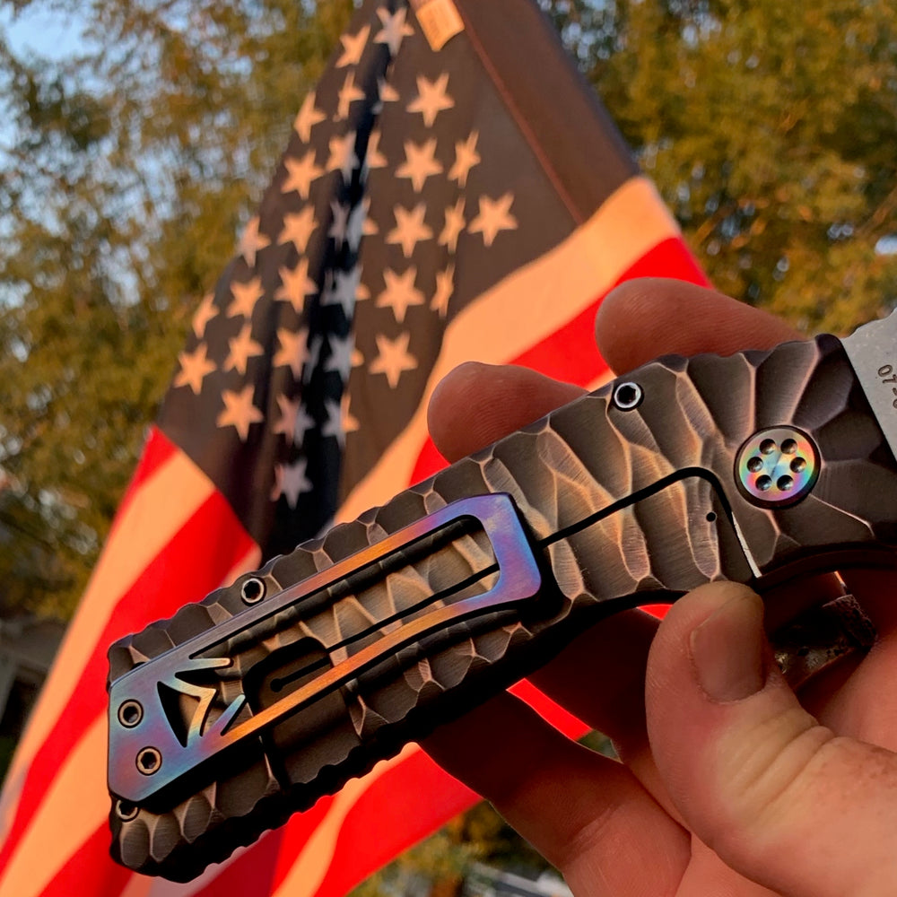 Medford TFF-1 FD - S35VN Tumbled Blade "Predator" Handles Flamed Hardware Brushed/Flamed Clip