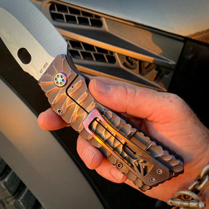 Medford TFF-1 FD - S35VN Tumbled Blade "Predator" Handles Flamed Hardware Brushed/Flamed Clip