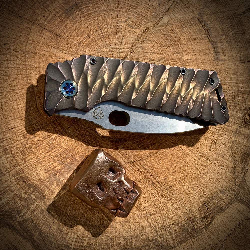 Medford TFF-1 FD - S35VN Tumbled Blade "Predator" Handles Flamed Hardware Brushed/Flamed Clip