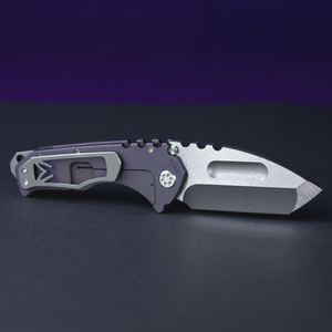 Medford Praetorian Ti S35VN Tumbled Finish Tanto Blade with Violet Anno Handle and Spring Tumbled Clip NP3 Breaker