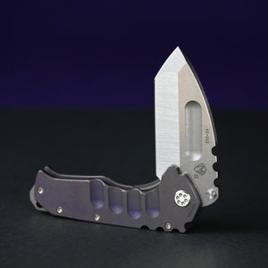 Medford Praetorian Ti S35VN Tumbled Finish Tanto Blade with Violet Anno Handle and Spring Tumbled Clip NP3 Breaker