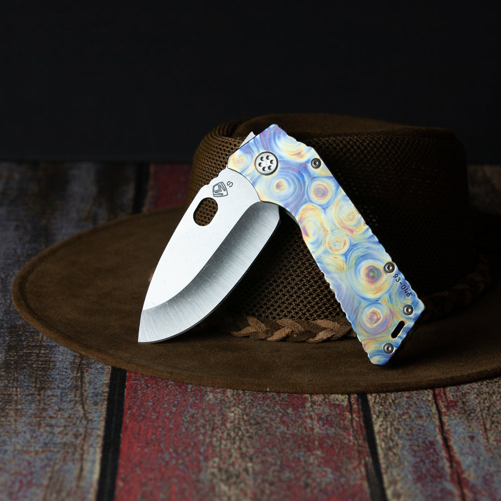 Medford TFF-1 S35VN Van Gouge Stabby Night - Tumbled Blade Standard Grind Flamed & Faced Handle Ano Bronze Spring Flamed & Faced Clip