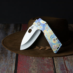 Medford TFF-1 S35VN Van Gouge Stabby Night - Tumbled Blade Standard Grind Flamed & Faced Handle Ano Bronze Spring Flamed & Faced Clip