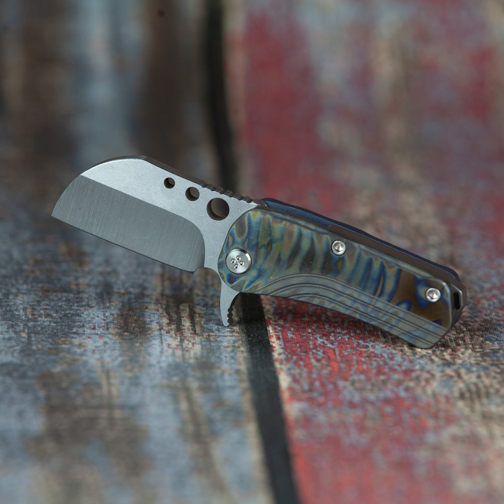 Medford Chunky Monkey S35VN Tumbled with Standard Grind Flamed Handle  ANO Blue Spring Standard Hardware Tumbled Clip NP3 Brk