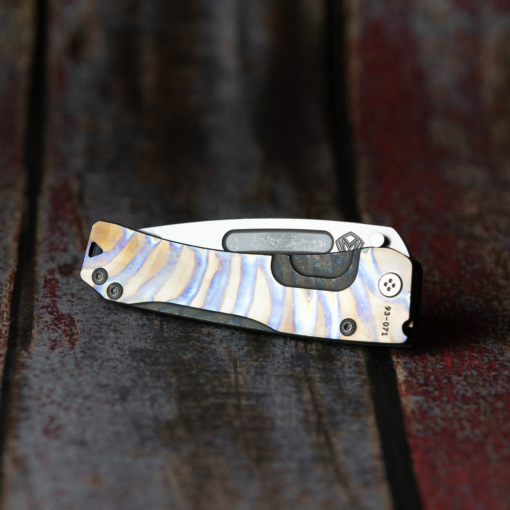 Medford Slim Midi S35VN Blade Steel Tumbled Finish Drop Point Flamed & Faced Handle Ano Blue Spring Standard Hardware Flamed & Faced Clip, N/A Breake