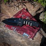 Medford Praetorian Ti - 3V Blade Steel PVD Blade Finish Drop Point Grind PVD Handles Brushed/Flamed Pivots TI Hardware Brushed/Flamed Clip PVD Breaker