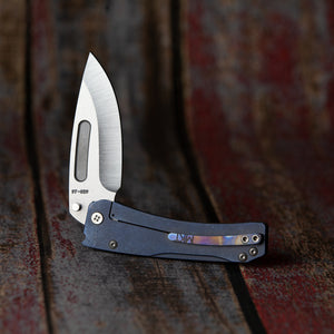 Medford Slim Midi S35VN Blade Steel Tumbled Finish Drop Point Flamed & Faced Handle Ano Blue Spring Standard Hardware Flamed & Faced Clip, N/A Breake