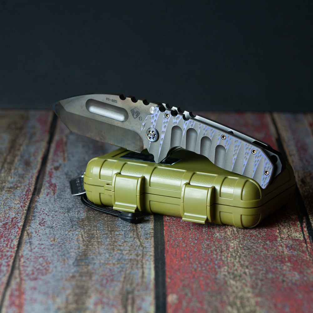 Medford Praetorian Ti S35VN Vulcan Blade Finish Tanto Grind ANO MD Handle ANO MD Spring Ti Flamed Hardware