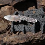 Medford Micro Praetorian T - TSH KOTW - S35VN Vulcan Drop Point blade “Cobblestone” Rose/Copper Patina Titanium handles Bronze Titanium hardware and Brushed Bronze clip