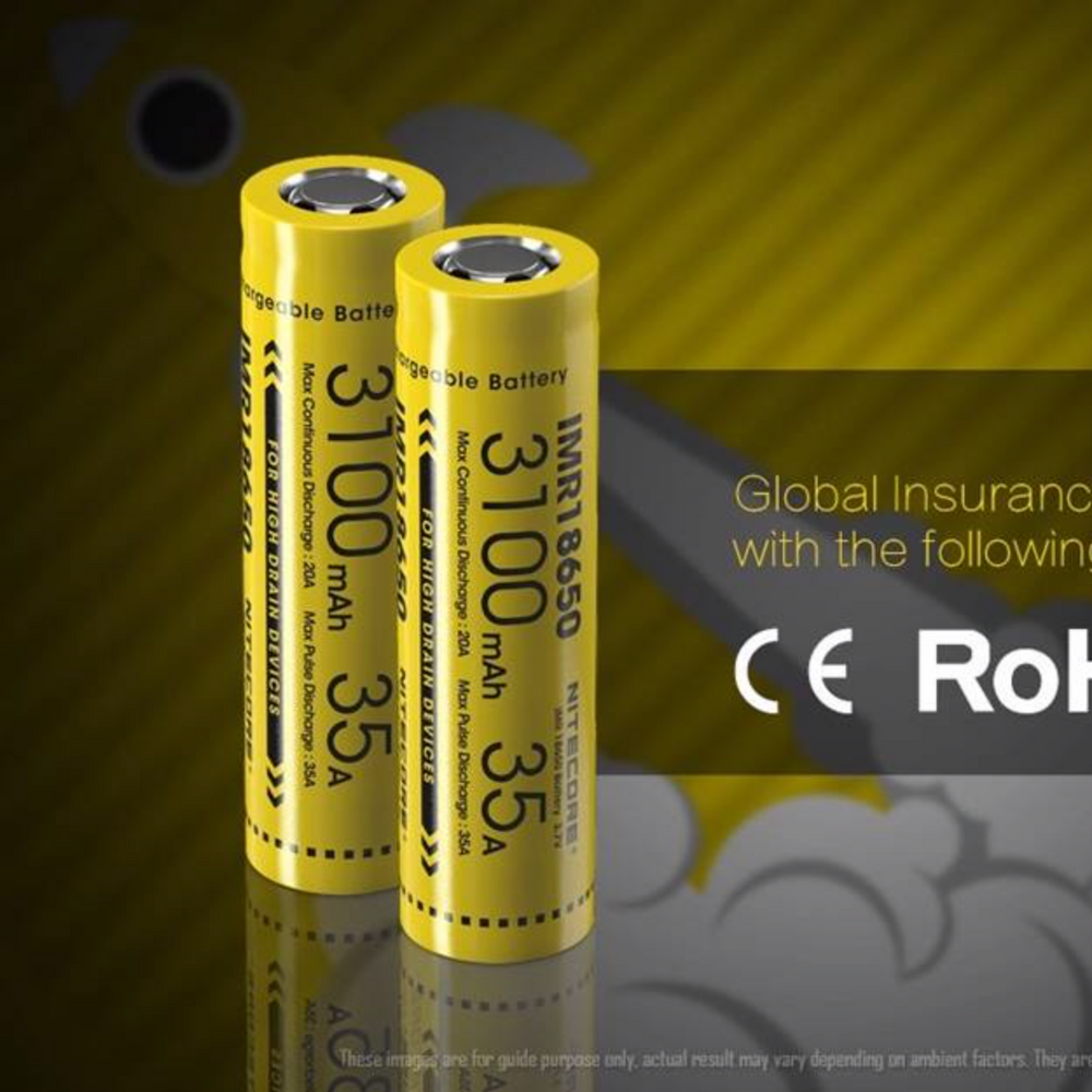 NITECORE IMR18650 Battery (Pair), 3100mAH, Output 35A Vaping Design