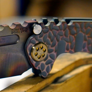 Medford Micro Praetorian T - TSH KOTW - S35VN Vulcan Drop Point blade “Cobblestone” Rose/Copper Patina Titanium handles Bronze Titanium hardware and Brushed Bronze clip