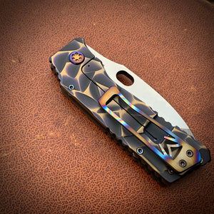 Medford TFF-1 FD - S35VN Blade Steel Tumbled Blade Finish Standard Grind Silver/Bronze/Blue Large Reticulated Sculpted Handles Standard Hardware Flamed and Faced Clip