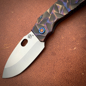 Medford TFF-1 FD - S35VN Blade Steel Tumbled Blade Finish Standard Grind Silver/Bronze/Blue Large Reticulated Sculpted Handles Standard Hardware Flamed and Faced Clip