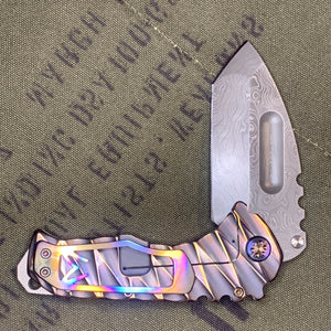 Medford  Praetorian Ti w Chad Nichols' Core Pattern Damascus Tanto Blade Full Custom