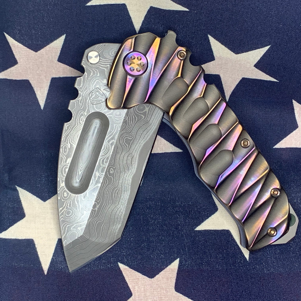 Medford  Praetorian Ti w Chad Nichols' Core Pattern Damascus Tanto Blade Full Custom