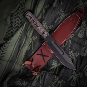Medford Knife & Tool - USMC Fighter - S35VN PVD Blade Multi-Layered G10 Handle Leather Sheath PVD Hardware