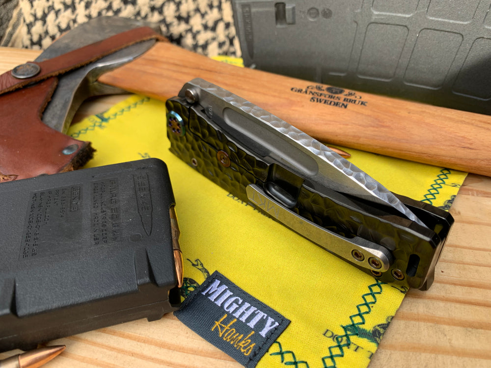 Medford Marauder - S35VN Tumbled DP Blade w/Spine Jimping PVD Handles Flm HW Std Clip PVD Breaker