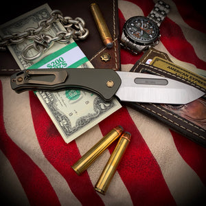 Medford Swift Auto - S35VN Tumbled Tanto Blade Yellow Handles Bronze HW/Clip